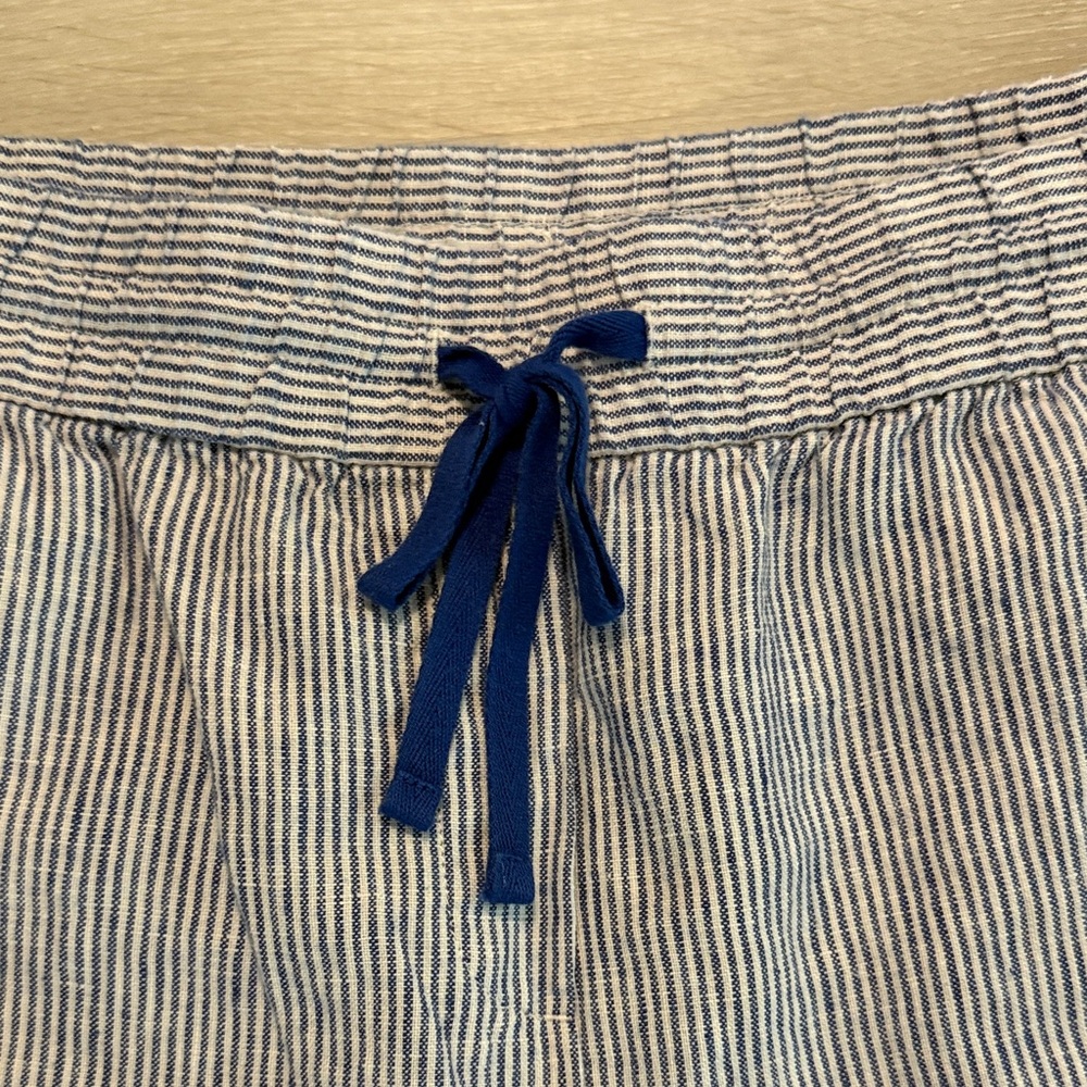 Talbots Blue and White Striped Drawstring Women’s Shorts Linen Sz2X - Picture 2 of 8